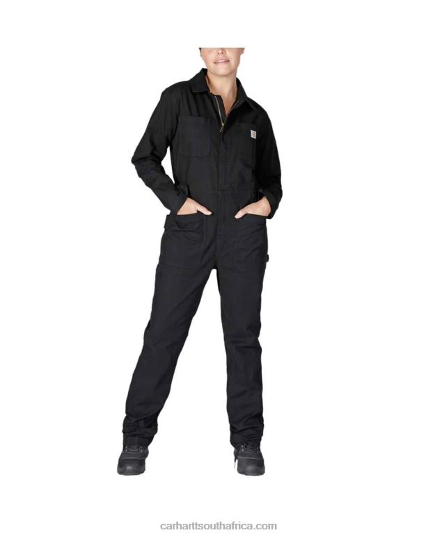 Women Black 6D80X216 Carhartt Rugged Flex Relaxed Fit Canvas Coverall