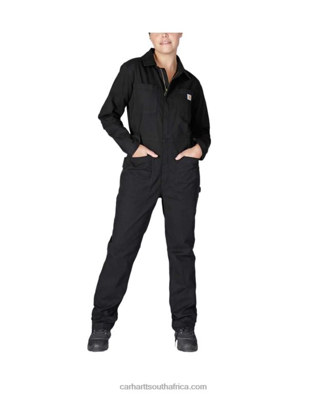 Women Black 6D80X216 Carhartt Rugged Flex Relaxed Fit Canvas Coverall