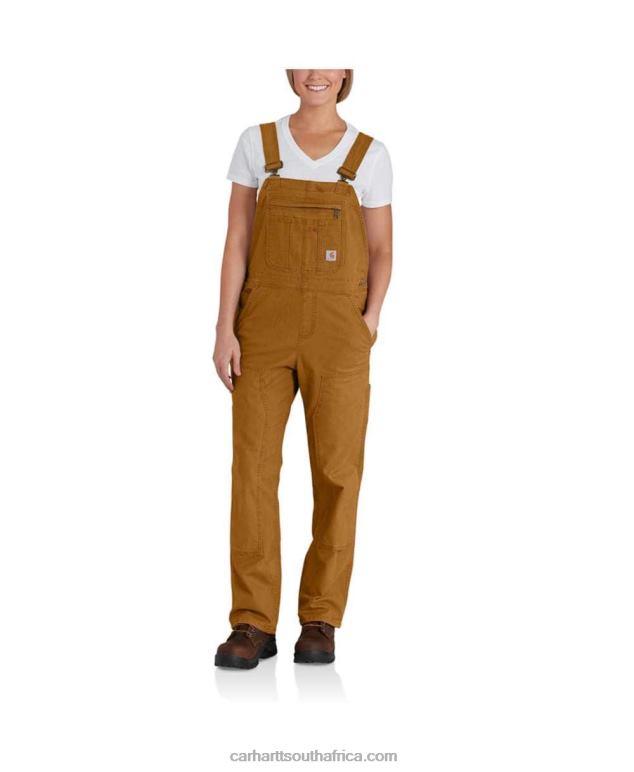 Women Black 6D80X218 Carhartt Rugged Flex Loose Fit Canvas Bib Overall