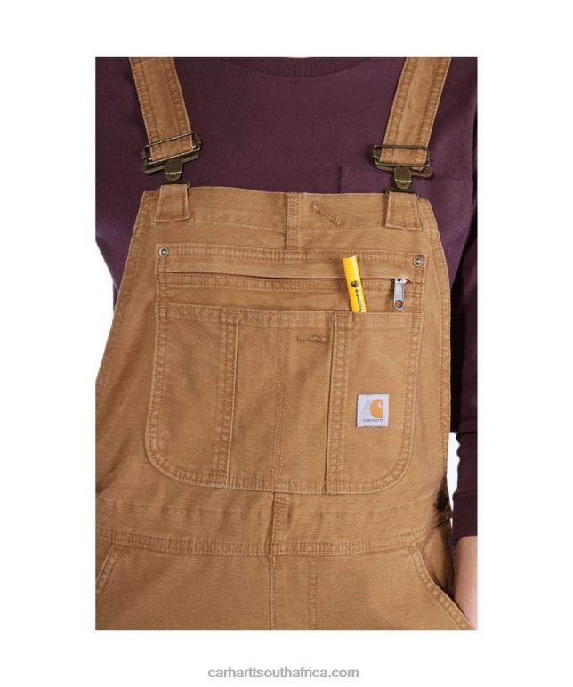 Women Black 6D80X218 Carhartt Rugged Flex Loose Fit Canvas Bib Overall