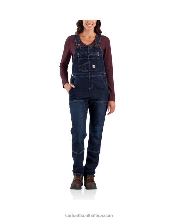 Women Midnight Sky 6D80X219 Carhartt Rugged Flex Denim Double Front Bib Overalls