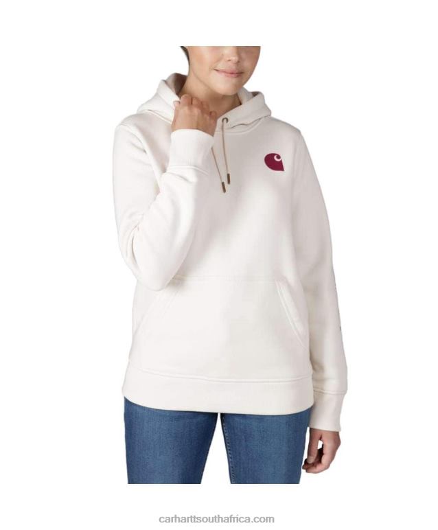 Women Ash Rose 6D80X211 Carhartt Relaxed Fit Midweight Logo Sleeve Graphic Sweatshirt