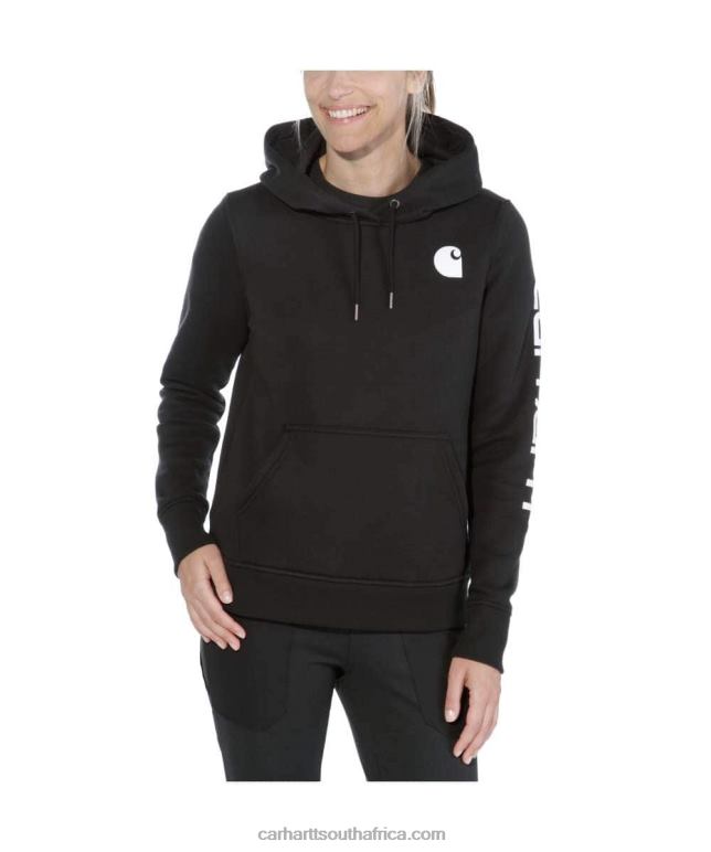 Women Ash Rose 6D80X211 Carhartt Relaxed Fit Midweight Logo Sleeve Graphic Sweatshirt