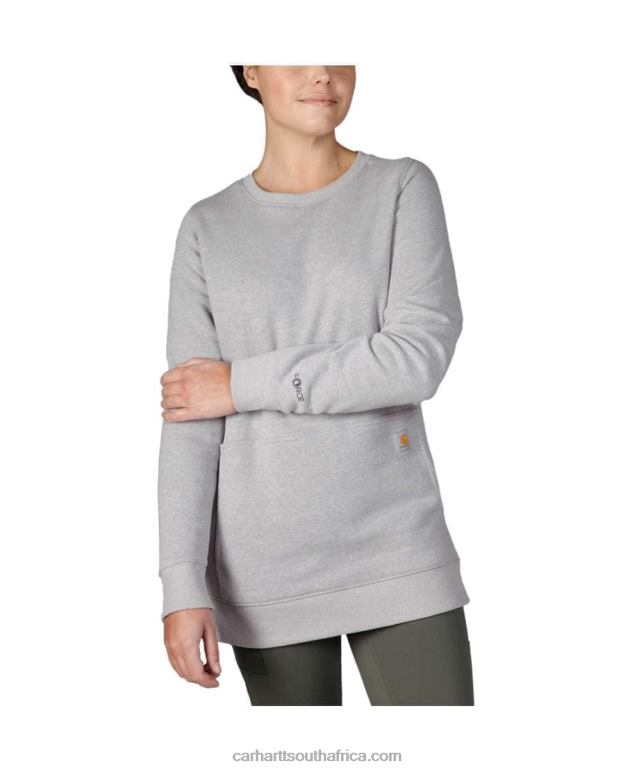 Women Asphalt Heather 6D80X206 Carhartt Force Relaxed Fit Lightweight Sweatshirt