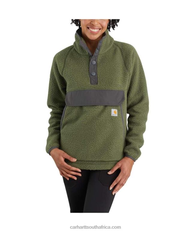 Women Basil Heather 6D80X208 Carhartt Relaxed Fit Fleece Pullover
