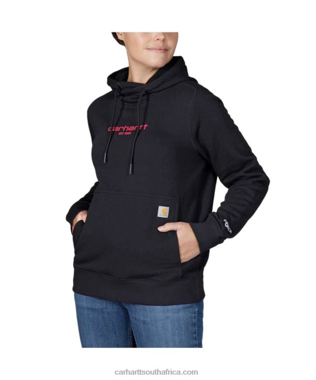 Women Black 6D80X205 Carhartt Force Relaxed Fit Lightweight Graphic Hooded Sweatshirt