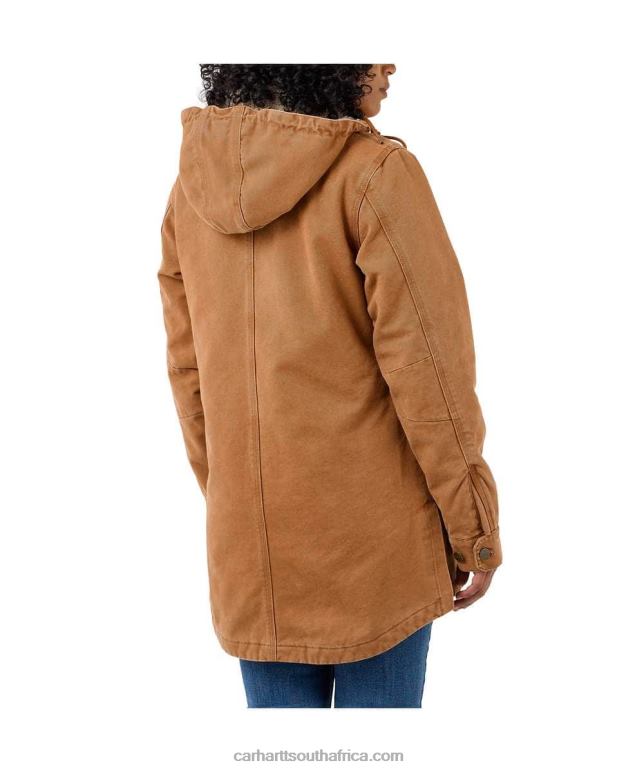 Women Black 6D80X186 Carhartt Loose Fit Weathered Duck Coat