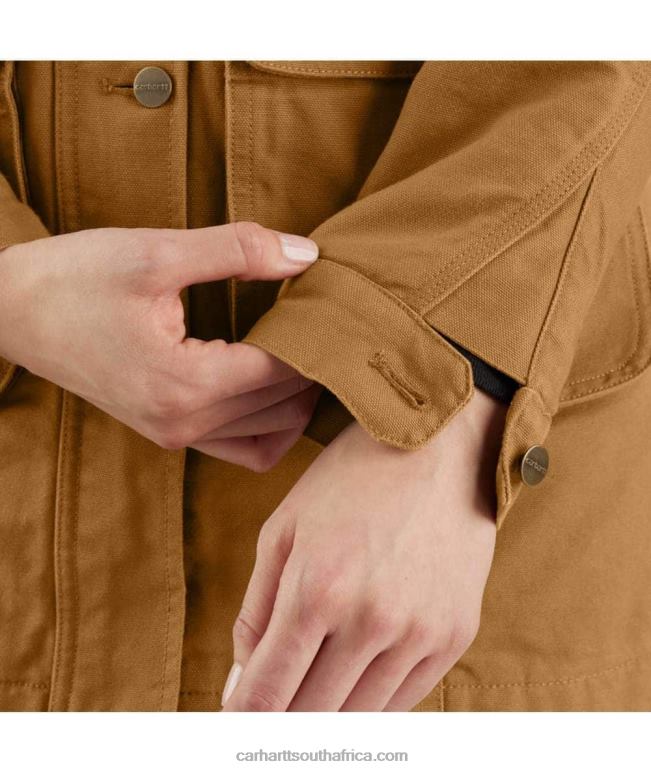 Women Black 6D80X186 Carhartt Loose Fit Weathered Duck Coat