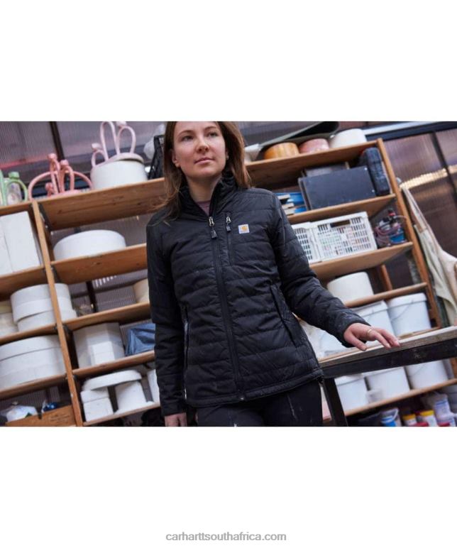 Women Black 6D80X190 Carhartt Rain Defender Relaxed Fit Lightweight Insulated Jacket