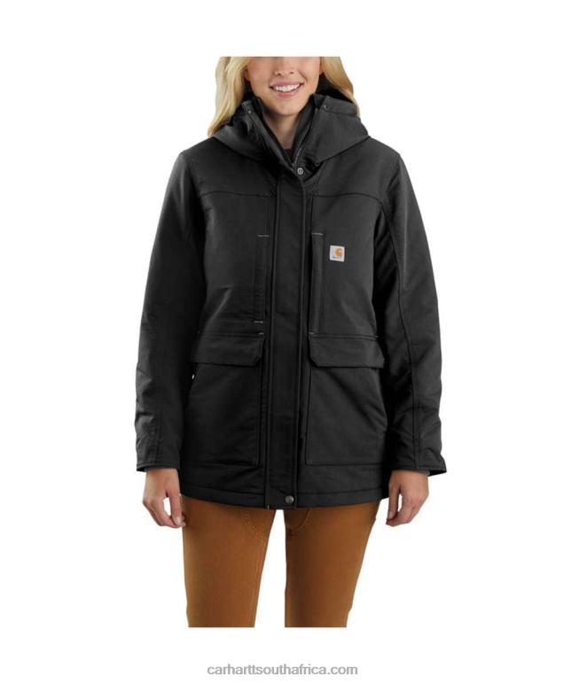 Women Black 6D80X194 Carhartt Super Dux Relaxed Fit Insulated Traditional Coat