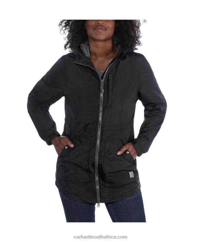 Women Black 6D80X195 Carhartt Rain Defender Relaxed Fit Lightweight Coat