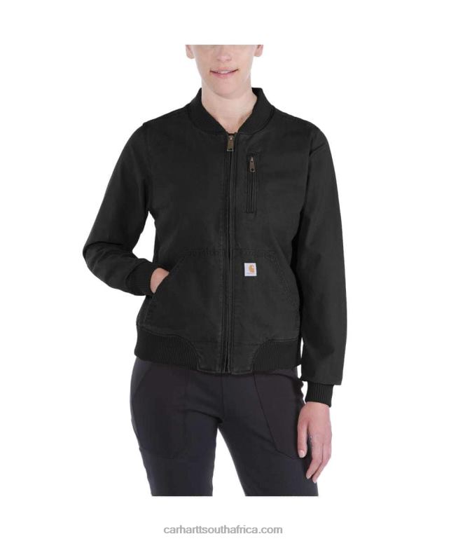 Women Black 6D80X196 Carhartt Rugged Flex Relaxed Fit Canvas Jacket