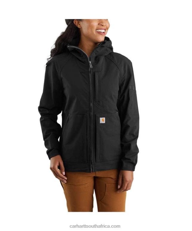 Women Black 6D80X197 Carhartt Super Dux Relaxed Fit Lightweight Hooded Jacket