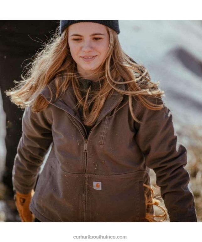 Women Deep Wine/Shadow 6D80X188 Carhartt Full Swing Loose Fit Washed Duck Sherpa-Lined Jacket