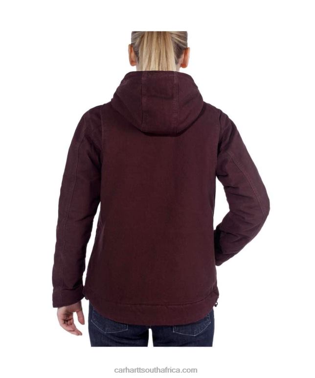 Women Deep Wine/Shadow 6D80X188 Carhartt Full Swing Loose Fit Washed Duck Sherpa-Lined Jacket