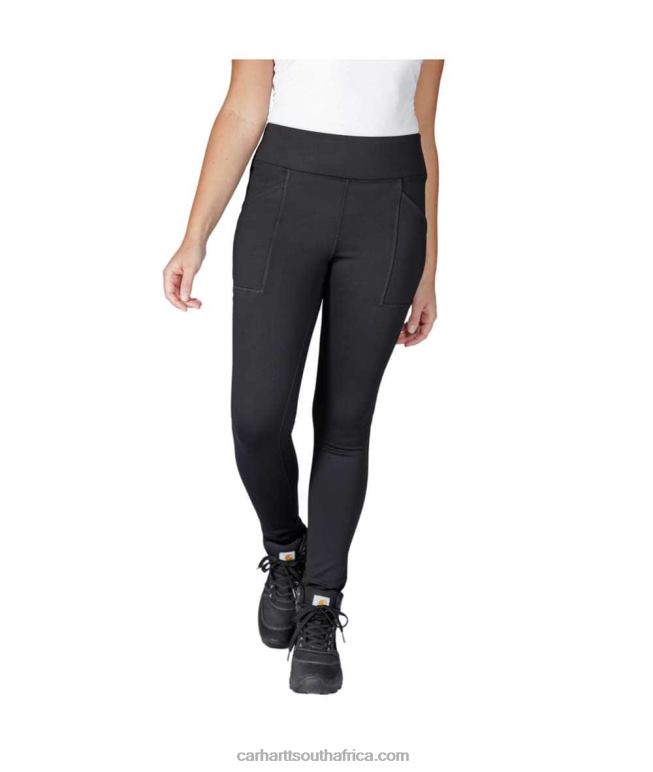 Women Black 6D80X184 Carhartt Force Fitted Heavyweight Lined Legging