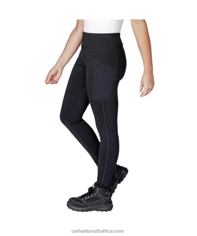 Women Black 6D80X184 Carhartt Force Fitted Heavyweight Lined Legging