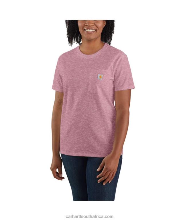 Women Ash Rose 6D80X223 Carhartt Loose Fit Heavyweight Short-Sleeve K87 Pocket T-Shirt