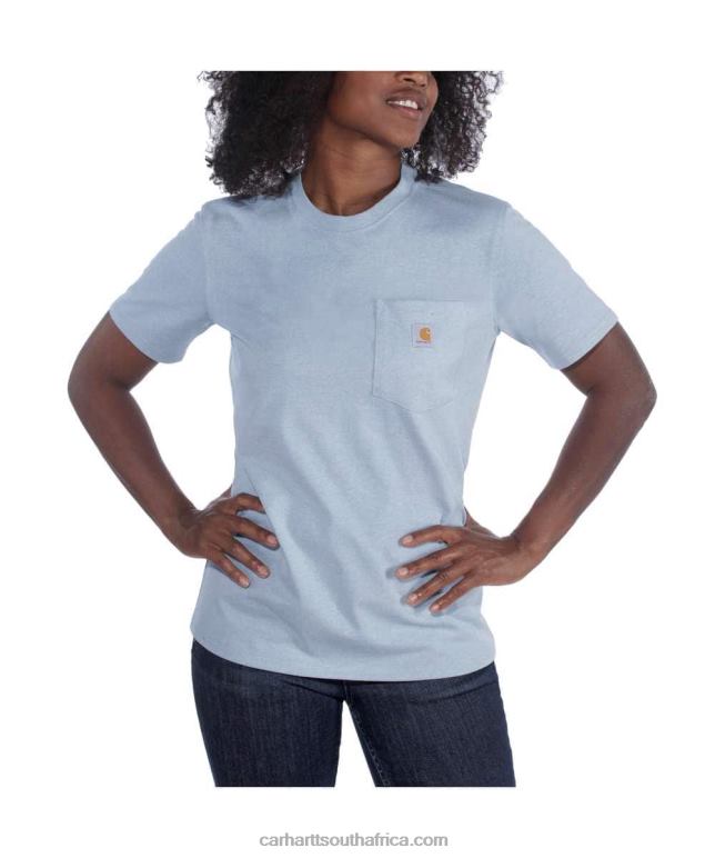 Women Ash Rose 6D80X223 Carhartt Loose Fit Heavyweight Short-Sleeve K87 Pocket T-Shirt