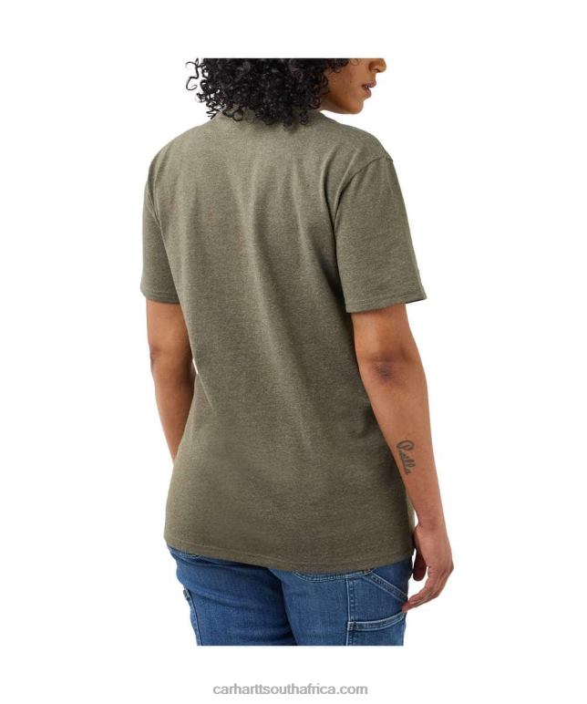 Women Ash Rose 6D80X223 Carhartt Loose Fit Heavyweight Short-Sleeve K87 Pocket T-Shirt