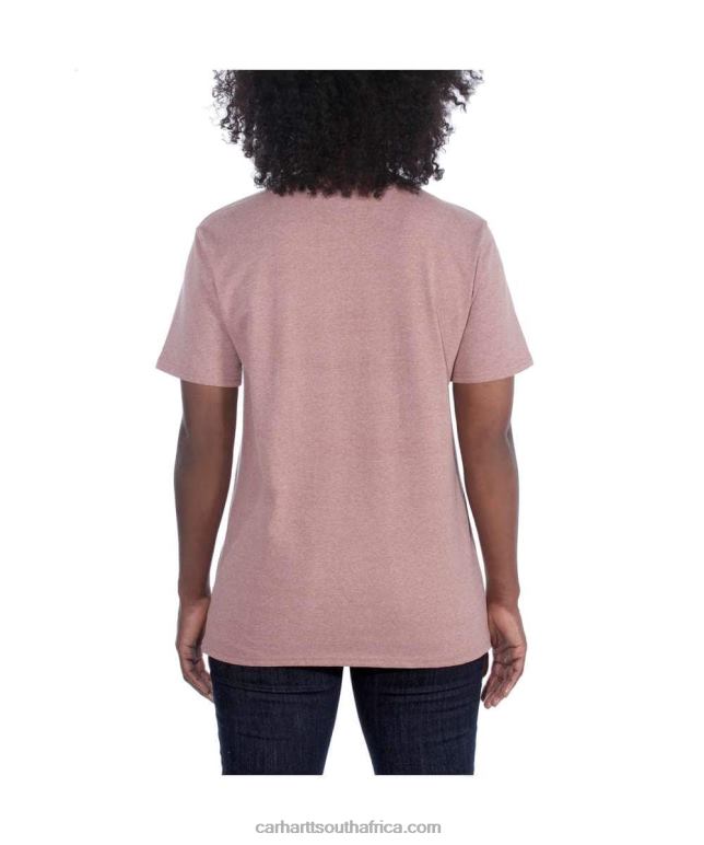 Women Ash Rose 6D80X223 Carhartt Loose Fit Heavyweight Short-Sleeve K87 Pocket T-Shirt