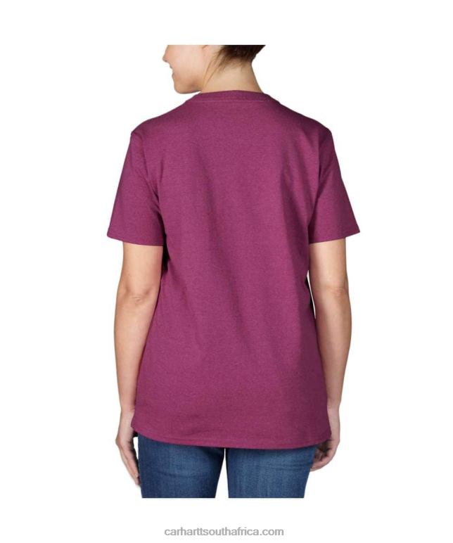 Women Ash Rose 6D80X223 Carhartt Loose Fit Heavyweight Short-Sleeve K87 Pocket T-Shirt