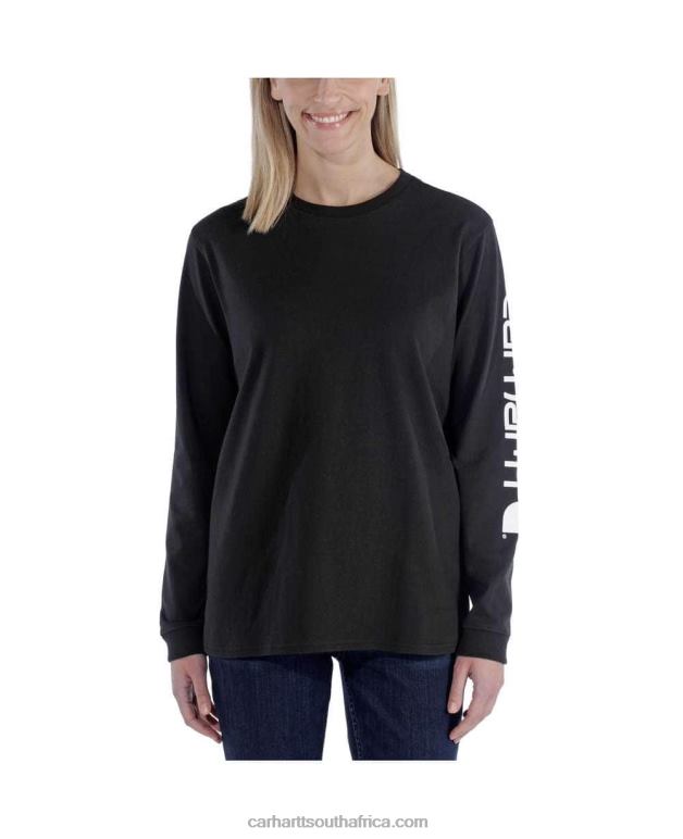 Women Ash Rose 6D80X230 Carhartt Loose Fit Heavyweight Long-Sleeve Logo Sleeve Graphic T-Shirt