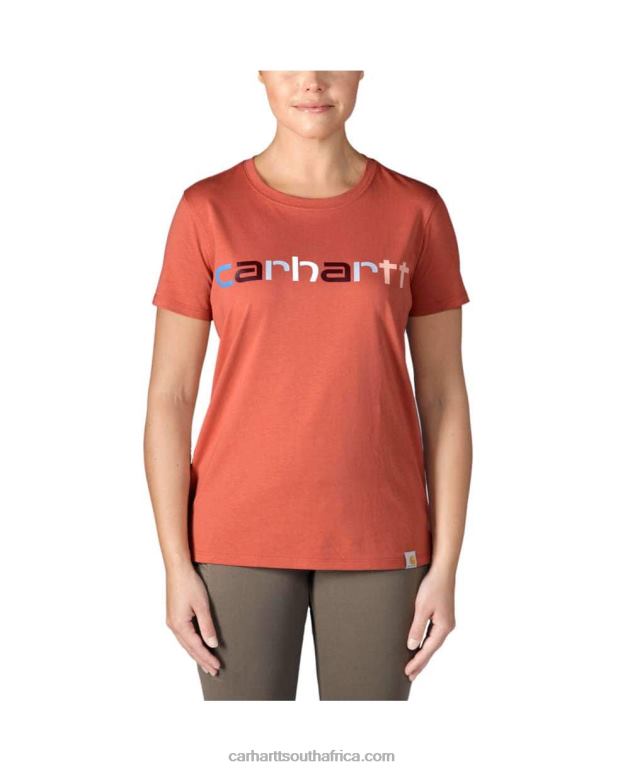 Women Black 6D80X226 Carhartt Relaxed Fit Lightweight Short-Sleeve Multi Color Logo Graphic T-Shirt