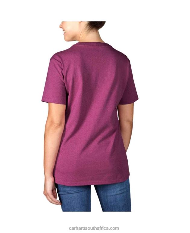 Women Magenta Agate 6D80X225 Carhartt Loose Fit Heavyweight Short-Sleeve Faded 'C' Graphic T-Shirt